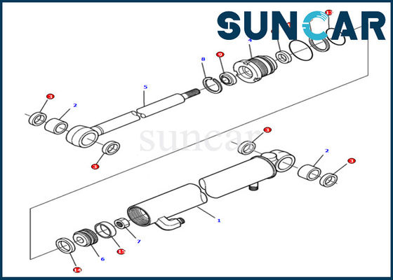 878000501 کیت آب بندی سیلندر بازو DELUXE Komatsu Excavator PC15R-8 Hydraulic Inner Parts