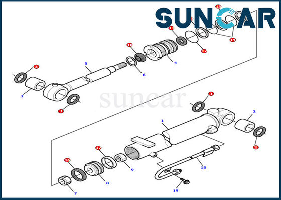 کیت سرویس قطعات هیدرولیک بیل مکانیکی PC15R-8 کوماتسو 878000502 کیت مهر و موم سیلندر بوم