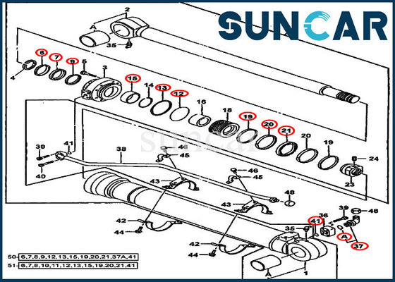 کیت مهر و موم تعمیر مهر و موم سطل AT196473 450LC 992ELC سیلندر Deere