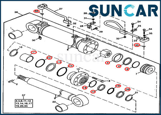 490 JOHN DEERE AT196477 Boom Hydraulic Cylinder Service Kit Excavator تعمیر کیت مهر و موم