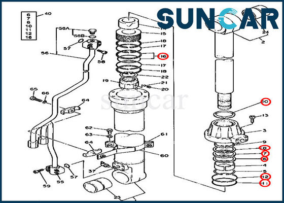 لوازم یدکی AT192095 کیت مهر و موم روغن هیدرولیک 490 490D Deere Boom Cylinder Repair Kit