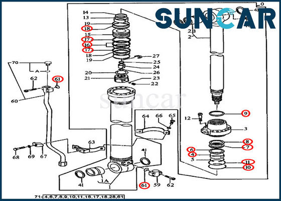 کیت سرویس 4369892 تعمیر سیلندر بازو 490E JOHN DEEERE کیت مهر و موم بیل مکانیکی