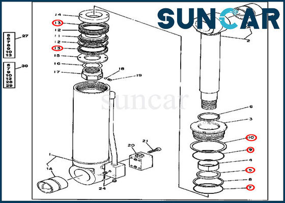 4240075 کیت سرویس تعویض سیلندر تثبیت کننده مناسب بیل مکانیکی 595D John Deere