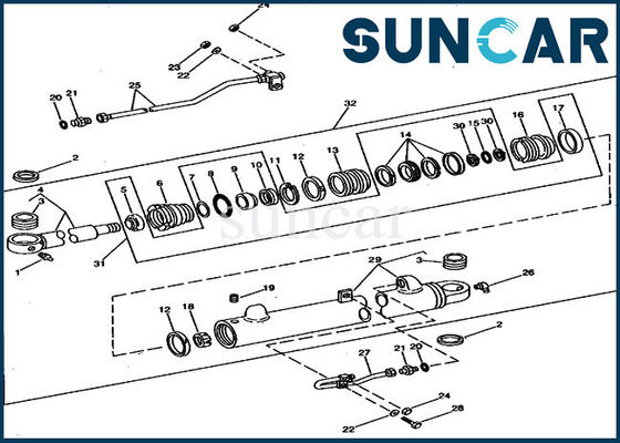 کیت سیلندر 693B 690B JOHN DEERE RE12315 کیت مهر و موم تعمیرات بیل مکانیکی