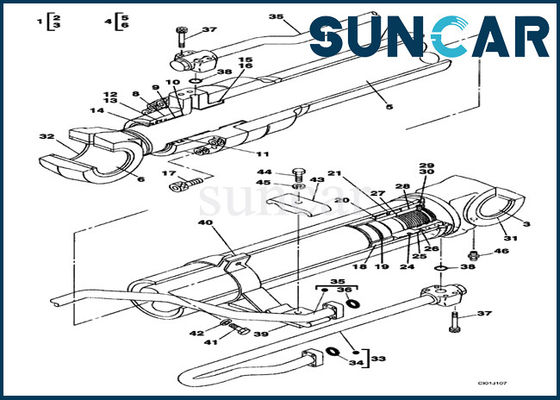 قطعات تجهیزات CASE LZ00477 Crawler Excavator Hydraulic Boom Cylinder Seal Kit Fits CX330