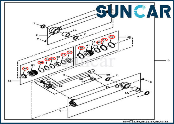 FYD00005421 سطل هیدرولیک CYL مهر و موم برای قطعات سیلندر John Deere 35G