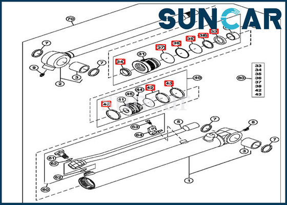 4652138 کیت مهر و موم تعمیر سیلندر سطل هیدرولیک مناسب 35 میلی متر میله 55 میلی متر سوراخ JOHN DEERE