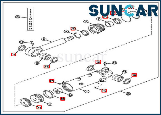 4652458 کیت آب بندی جایگزین تیغه John Deere 27D Excavator Cylinder Seal Kits