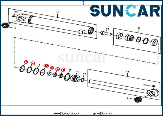 کیت سیلندر هیدرولیک AH158827 کیت مهر و موم سیلندر سطل مناسب 35D 17D JOHN DEERE