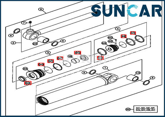 4667619 John Deere Swyl Cylinder تعمیر روغن مهر و موم کیت 17D بیل مکانیکی کیت سرویس هیدرولیک