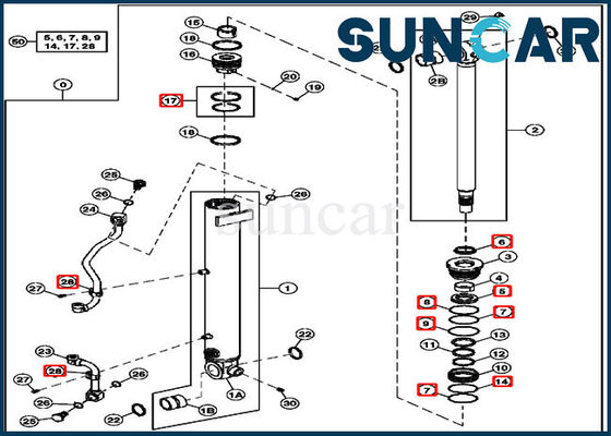 4634038 کیت تعمیر مهر و موم سیلندر بوم جایگزین کیت های مقاوم در برابر سایش John Deere