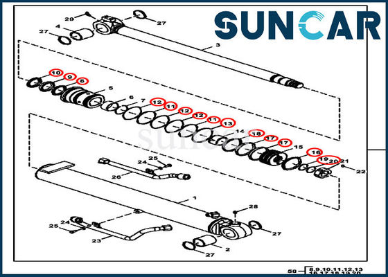 کیت مهر و موم سیلندر FYD00000071 کیت آب بندی بوم هیدرولیک مناسب 50D 50G John Deere