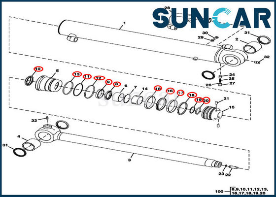 کیت مهر و موم تعمیر بیل مکانیکی JOHN DEERE FYD00000072 بازو