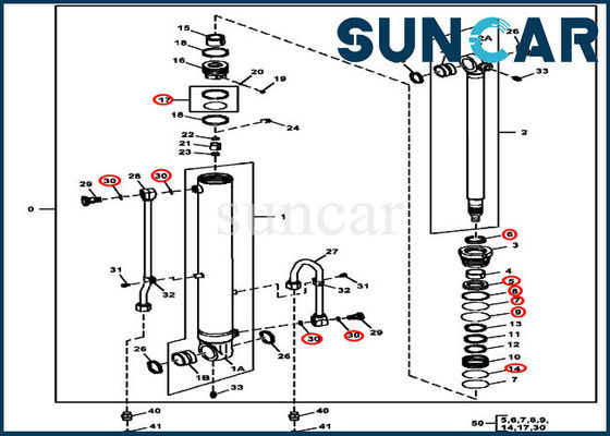 4687560 کیت تعمیر مهر و موم سیلندر روغن مهر و موم مناسب مدل های بیل مکانیکی 60D John Deere