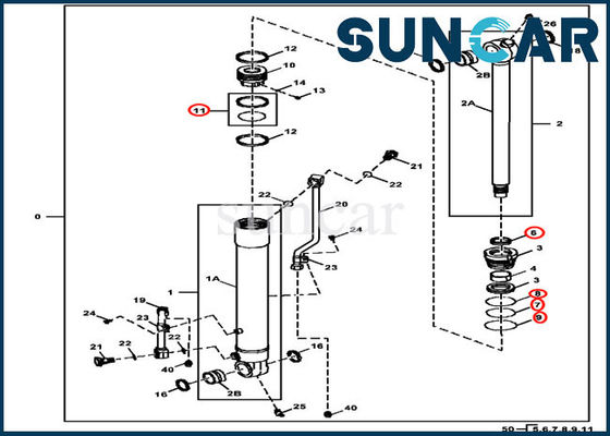 کیت مهر و موم تعمیر سیلندر سطل 4652380 JOHN DEERE 60D کیت مهر و موم روغن هیدرولیک