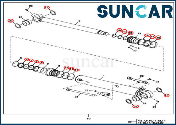کیت مهر و موم سیلندر جایگزین سطل FYD00000087 مناسب 60D 60G John Deere