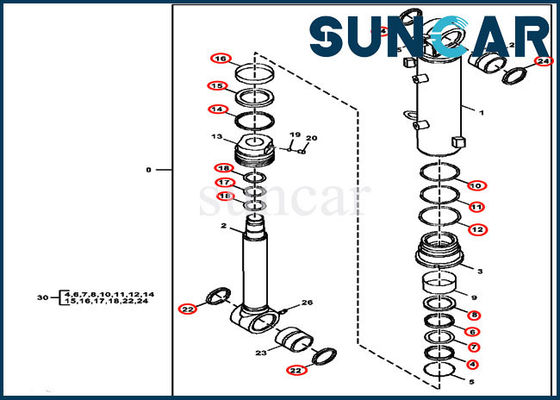 60D 60G Deere Parts FYD00003245 تعمیر کیت مهر و موم تیغه سیلندر مهر و موم