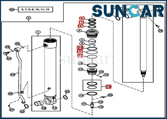 کیت مهر و موم 75D 85D JOHN DEERE 4464985 سیلندر هیدرولیک بازو