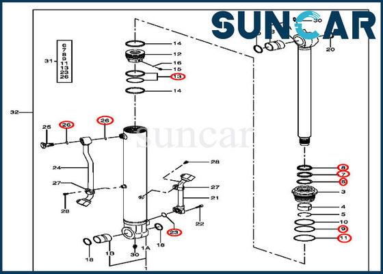 4464986 کیت مهر و موم بطری سطل برای مدل های جان دیر 75D، 85D، 75C، 80C