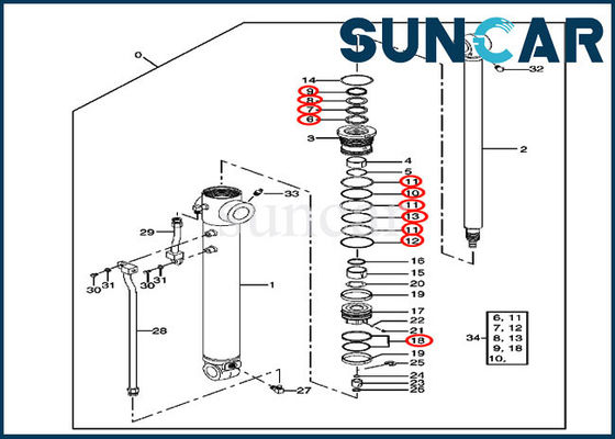 کیت آب بندی بازو 4415584 کیت مهر و موم روغن جایگزین سیلندر برای بیل مکانیکی 80 80C John Deere