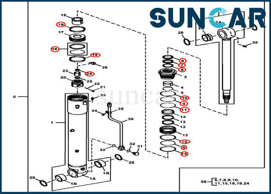 کیت مهر و موم تعمیر سیلندر چرخان 4696459 Deere 85D 85G Hydraulic CYL Oil Seat Kits