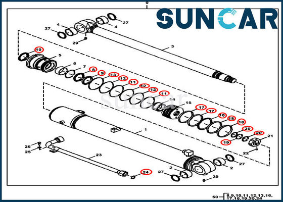 FYD00006231 کیت مهر و موم سیلندر کیت سرویس بیل مکانیکی متناسب با مدل تجهیزات جان Deere 85D