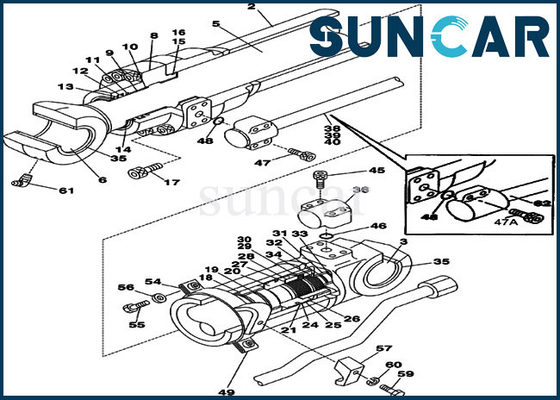 کیت آب بندی سیلندر هیدرولیک LZ00446 کیت آب بندی روغن برای بیل مکانیکی CASE CX225SR CX210