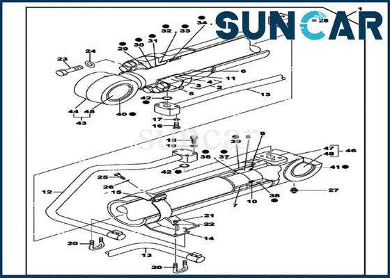 کیت مهر و موم سیلندر هیدرولیک CX700B CX700 CASE LZ006970 Boom Rebuild Kit