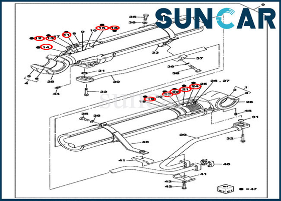 کیت تعویض سیلندر LZ007110 Boom Seal Kit مناسب CX800B CX800 CASE