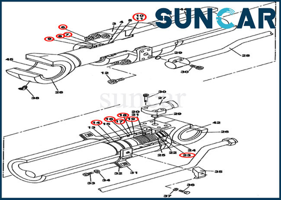 کیت تعمیر هیدرولیک بازو/ کیت آب بندی سیلندر دیپر LZ008180 متناسب با کیس CX160C CX160B