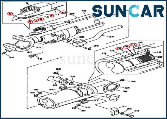 کیت تعمیر آب بند سیلندر سطلی LZ007650 متناسب با کیس بیل مکانیکی خزنده CX210B CX210BNLC
