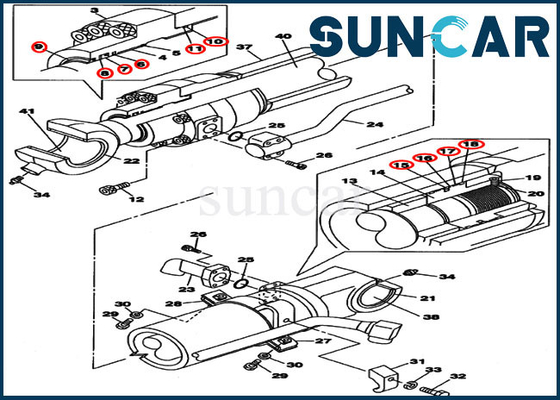 کیت تعمیر سطل LZ008490 کیت آب بندی سیلندر برای بیل مکانیکی خزنده کیس CX290B CX300C