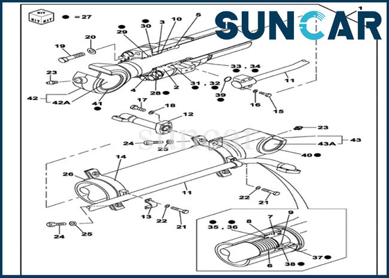کیت آب بندی هیدرولیک CX350C CX330 CASE کیت تعویض سیلندر سطلی OEM