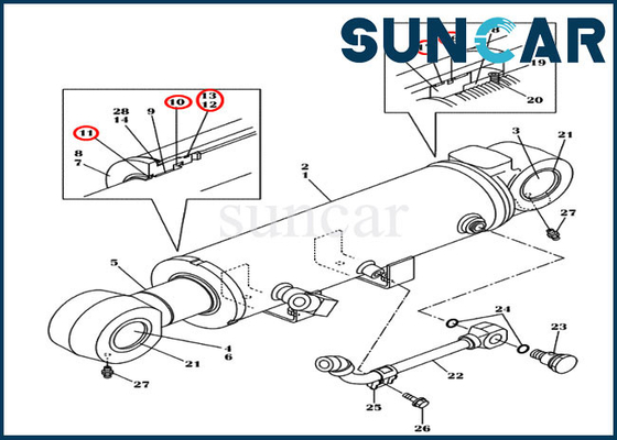 کیت تعمیر سیل سیلندر تیغه بیل مکانیکی CX145C SR CX130C