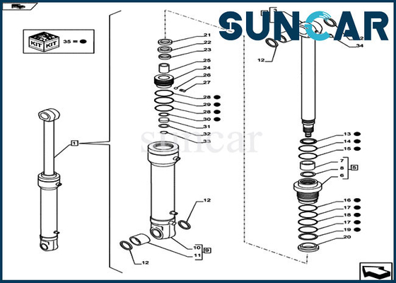 کیت آب بند سیلندر چرخشی CX80C LZ12030 کیت تعویض سیل هیدرولیک OEM