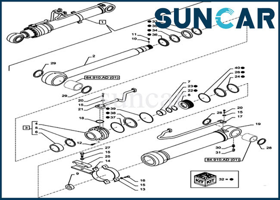 قطعات بیل مکانیکی LZ012090 کیت تعویض سیلندر بوم کیت آب بندی کیس CX350D LC