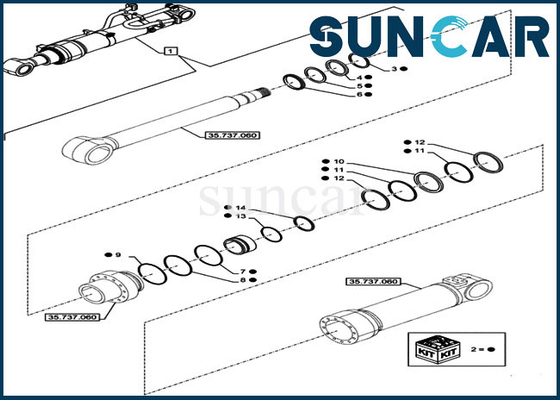 کیت خدمات سیلندر کیت سیل بازو LZ014960 مناسب بیل مکانیکی CX750DRTC CASE