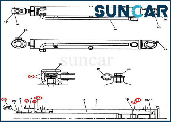 کیت آب بندی سطل PW01V00046R300 کیس OEM CX36 CX31 کیت آب بندی سیلندر هیدرولیک