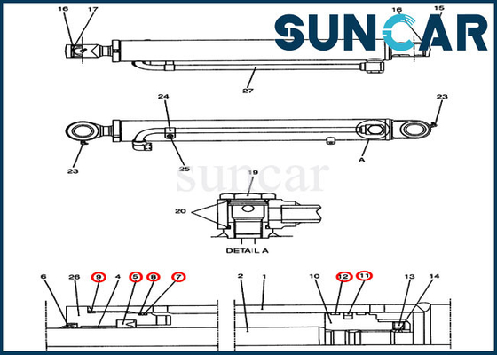 کیت تعمیر سطل PH01V00016R300 کیت تعمیر سیل سیلندر مناسب کیس بیل مکانیکی CX47