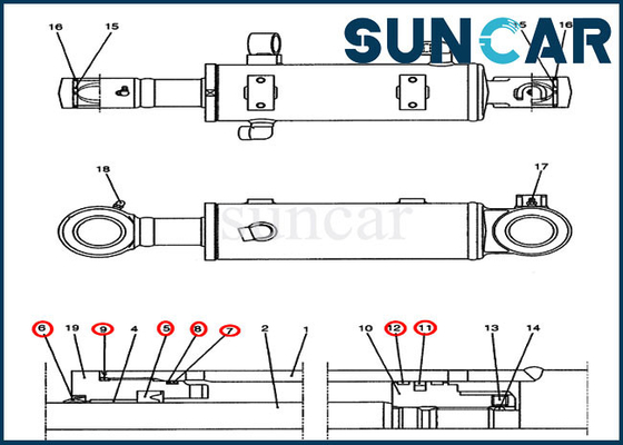 کیت سرویس تعویض سیلندر تیغه بولدوزر YJ01V00009R300 برای کیت مهر و موم کیس CX47