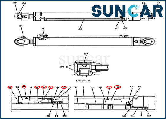 کیت مهر و موم تعمیر سیلندر چرخشی PH01V00014R300 متناسب با ساخت و ساز مهندسی بیل مکانیکی CX47