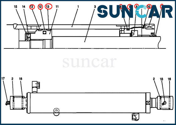 کیت آب بندی سیلندر PV01V00045R300 کیت مهر و موم بازویی متناسب با قطعات ساختمانی مورد CX27B CX17B