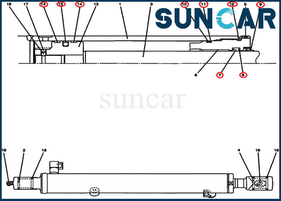 کیت تعویض کیس سیلندر سطل هیدرولیک PU01V00035R300 بیل مکانیکی CX17B