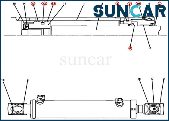 کیت CASE OEM PU01V00028R300 کیت تعمیر آب بند سیلندر چرخشی مناسب بیل مکانیکی مدل CX17B