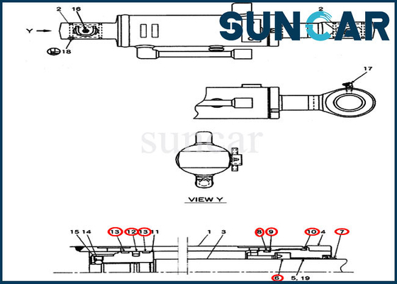 کیت تعمیر کیت کیت آب بندی سیلندر بولدوزر 72953540 برای بیل مکانیکی خزنده CX20B CX22B