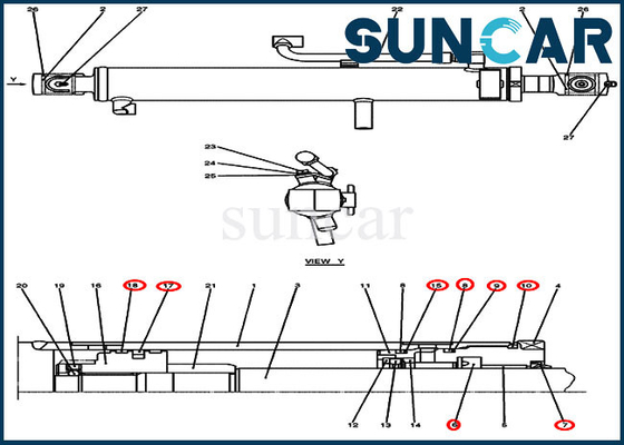 کیت آب بندی CASE PV01V00051R300 کیت آب بندی بوم/بازو تعمیر مناسب بیل مکانیکی خزنده CX27B