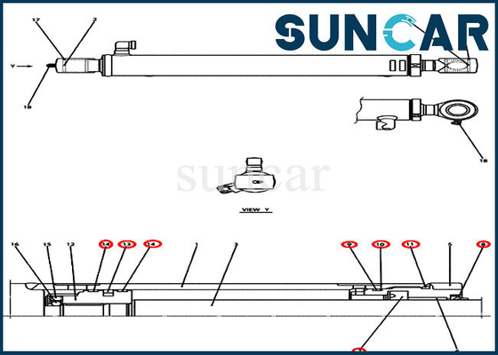 کیت مهر و موم سیلندر سطلی PX01V00041R300 متناسب با بیل مکانیکی خزنده CASE CX36B CX31B