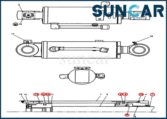 کیت تعمیر سیلندر بولدوزر 72280260 کیت سرویس تعویض کیس بیل مکانیکی خزنده مینی CX31B