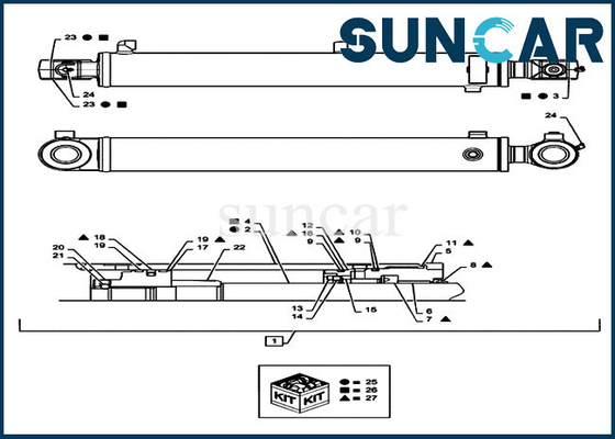 کیت خدمات سیلندر PX01V00069R300 Boom Seal Kit برای ماشین آلات کیس بیل مکانیکی CX36B