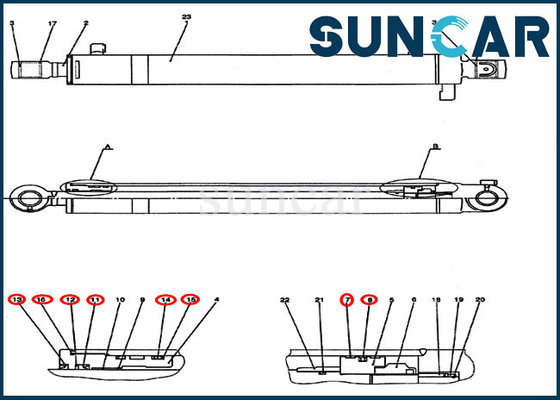 کیت آب بندی سیلندر بازویی PH01V00027R300 متناسب با قطعات ماشین آلات ساختمانی کیس بیل مکانیکی CX50B